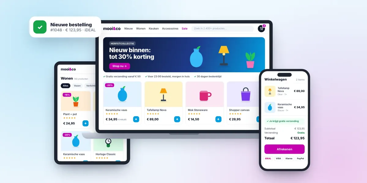 WooCommerce webshop op laptop en telefoon – webshop laten maken bij Clickdreams