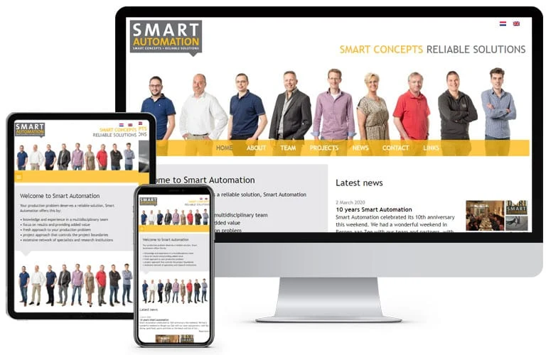 Website Smart Automation op desktop, tablet en mobiel