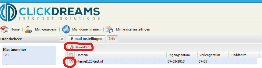 Wachtwoord wijzigen van e-mail acount