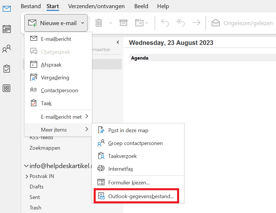 E-mails verplaatsen van je mailbox naar een lokale map in Outlook (Windows)