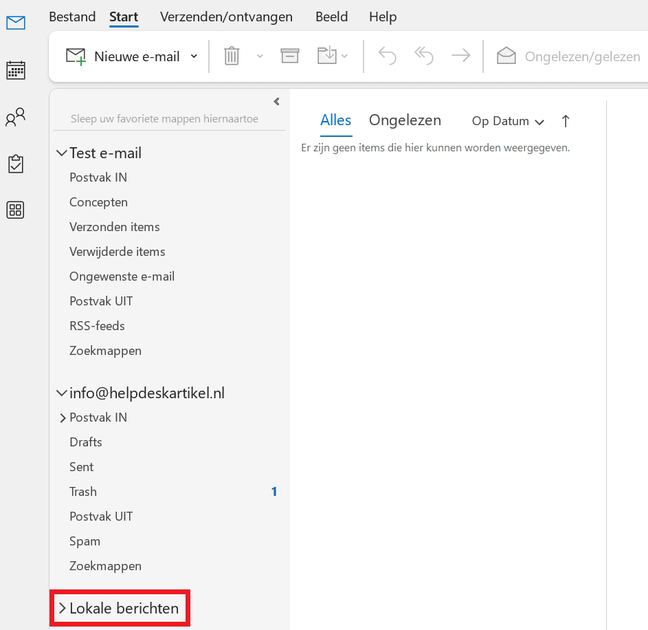 E-mails verplaatsen van je mailbox naar een lokale map in Outlook (Windows)