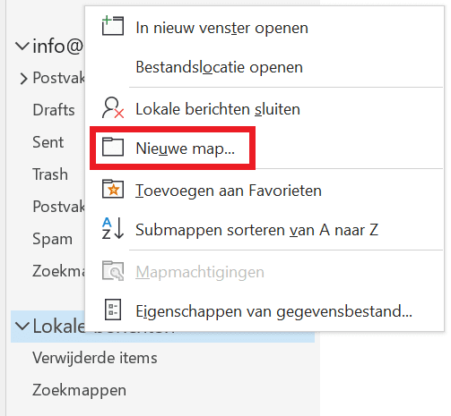 E-mails verplaatsen van je mailbox naar een lokale map in Outlook (Windows)